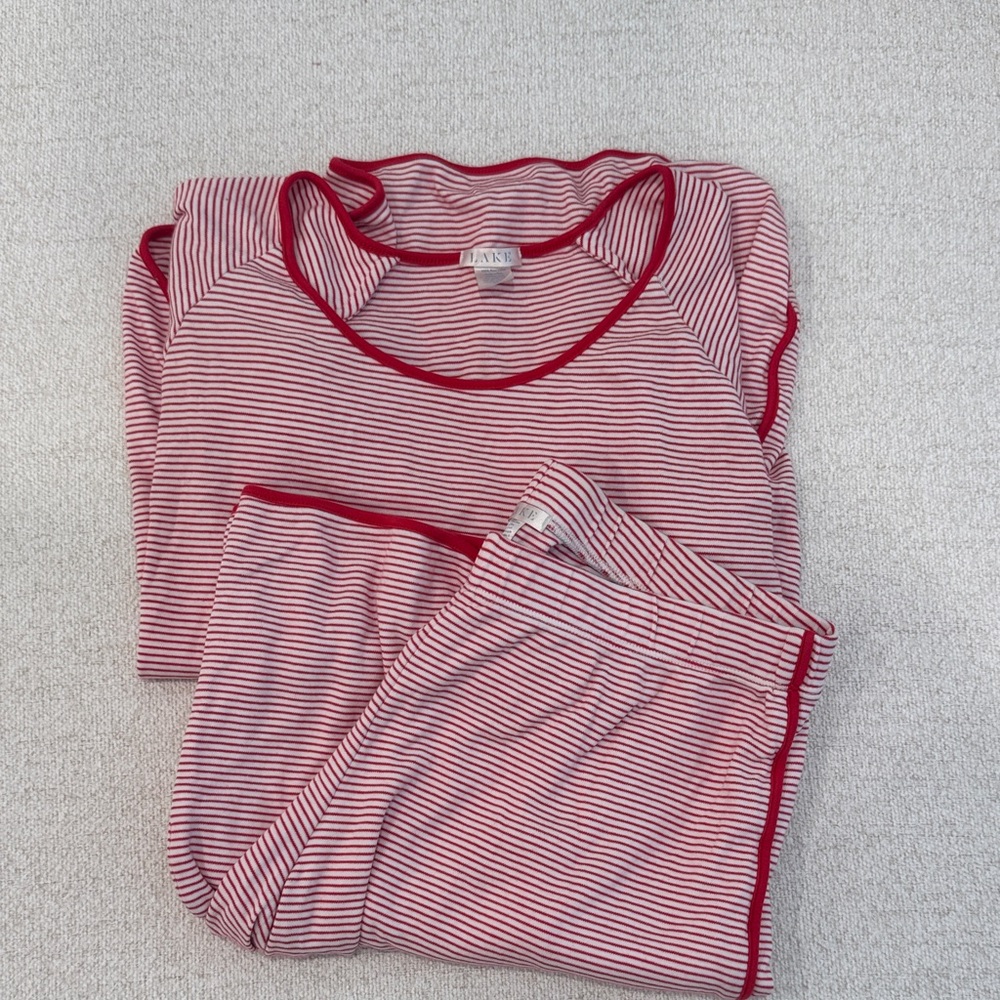 LAKE Red Striped Pajama Set